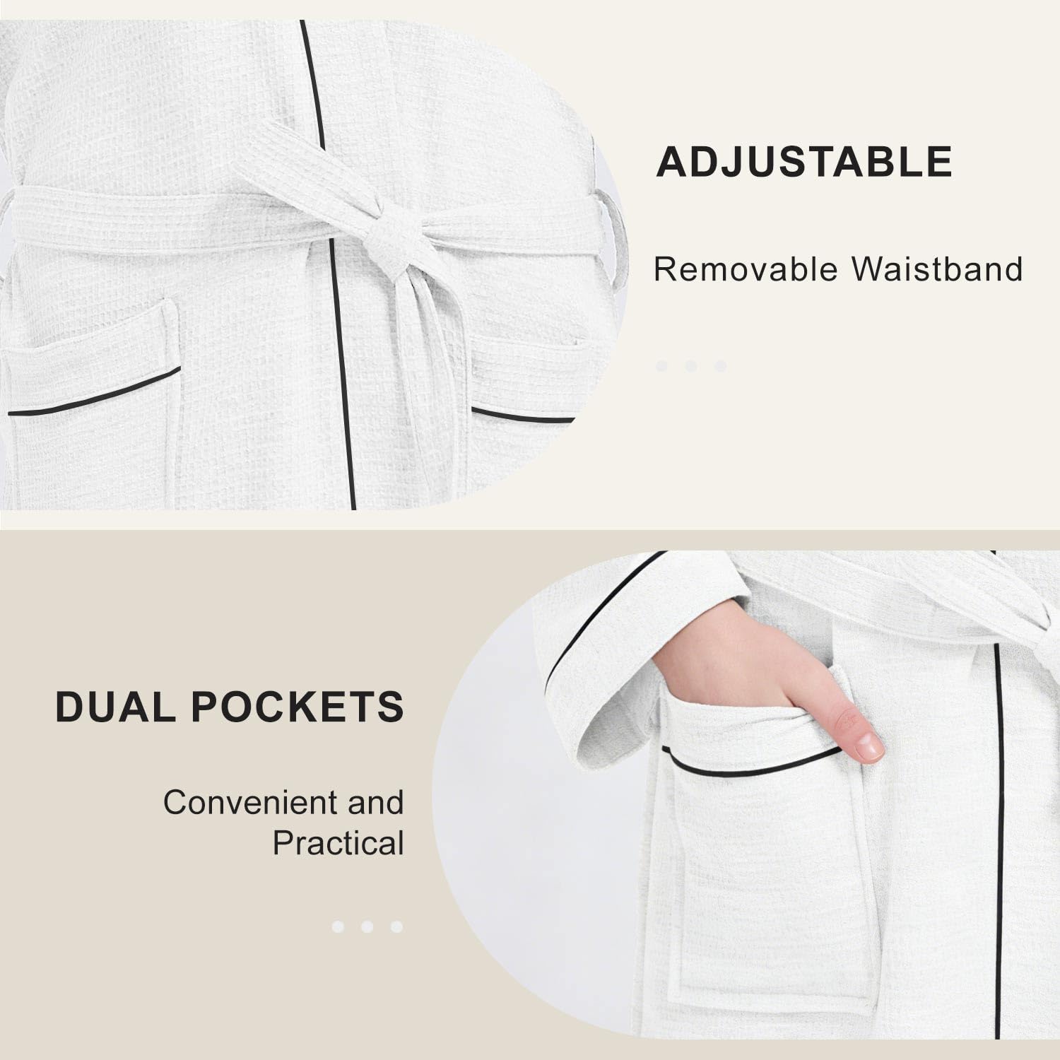 Pahajim Peignoir de Bain Coton Peignoir Nid D'Abeille Léger Long Robe de Chambre Unisexe pour Spa, Piscine,Hôtel & Maison