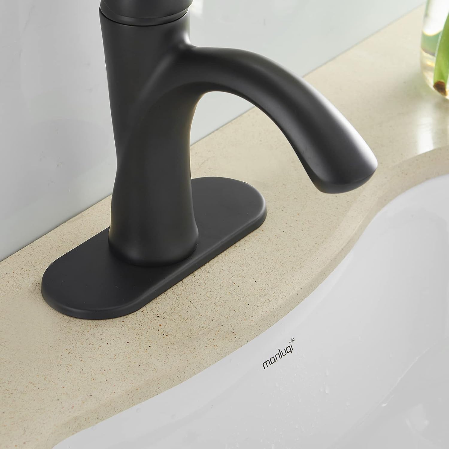 Homevacious Black Bathroom Faucet Waterfall Single Handle Single Hole Lavatory Faucet Bundle Pop Up Drain with Overflow