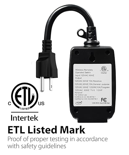 Miniatura 5 de Fosmon Toma de control remoto inalámbrico (paquete de 2) interruptor de toma de corriente eléctrica para exteriores, resistente a la intemperie,