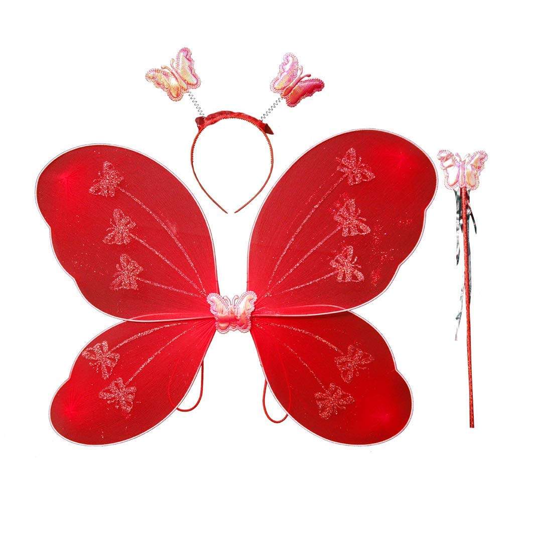 LUDALY Girls Butterfly Fairy Angel Wing, Wand and Hairband for Baby Kid Birthday Occasions 1 PC (RED) (B0C2Z4CVQ3) Amazon Price History, Amazon Price Tracker