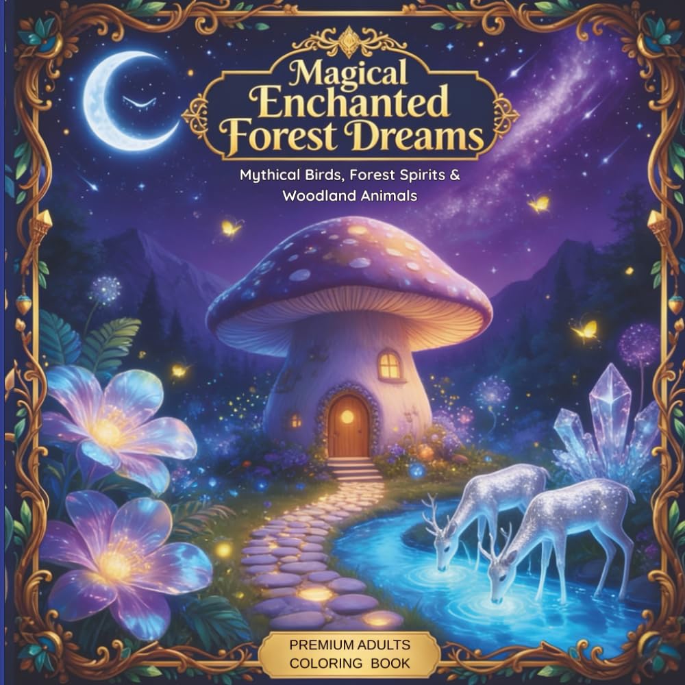 Magical Enchanted Forest Dreams: Mythical Birds, Forest Spirits & Woodland Animals – A Fantasy Adult Coloring Book for Relaxation and Mindfulness