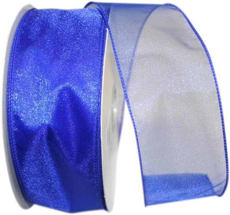 Reliant Ribbon Sheer Lovely Value Wired Edge Ribbon, 2-1/2 Inch X 50 Yards, Blue