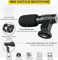 Vista 5 de Acuvar Kit de vlogging premium de 9 piezas para iPhone, Android y cámaras, micrófono, soporte de trípode y luz LED, paquete de YouTube, TikTok