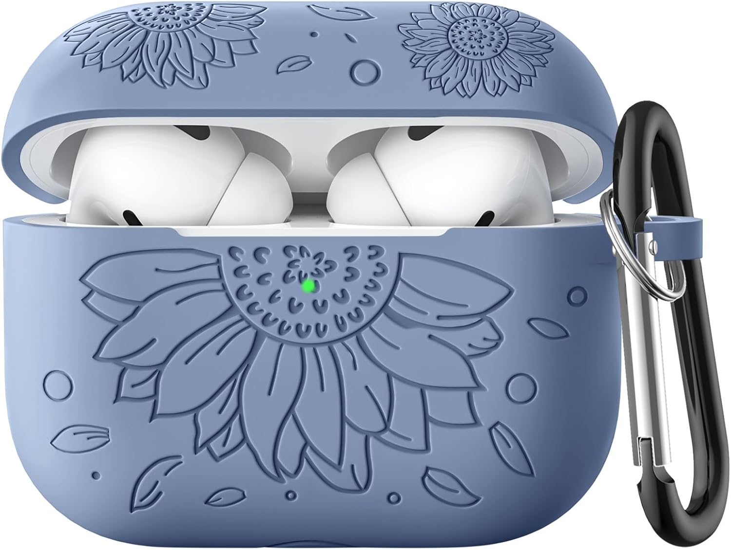 Compatible with Airpods Pro 2nd Generation Case & Airpod Pro Case Cover, Sunflower Engraved Cute Silicone Skin Cover Compatible with Apple Airpods Pro 2nd USB C/1st Case, Front LED Visible