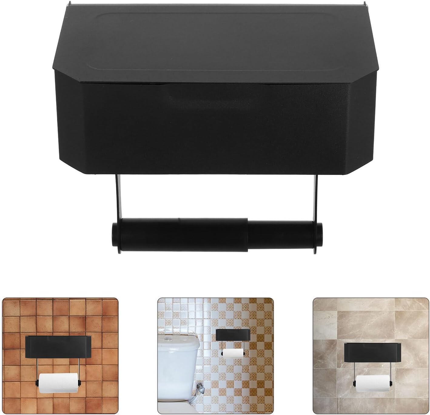 Wall-Mounted Toilet Paper Holder with Storage Box Stainless Steel Tissue Dispenser Bathroom Wipes Holder for Toilet and Wet Wipes Organizer