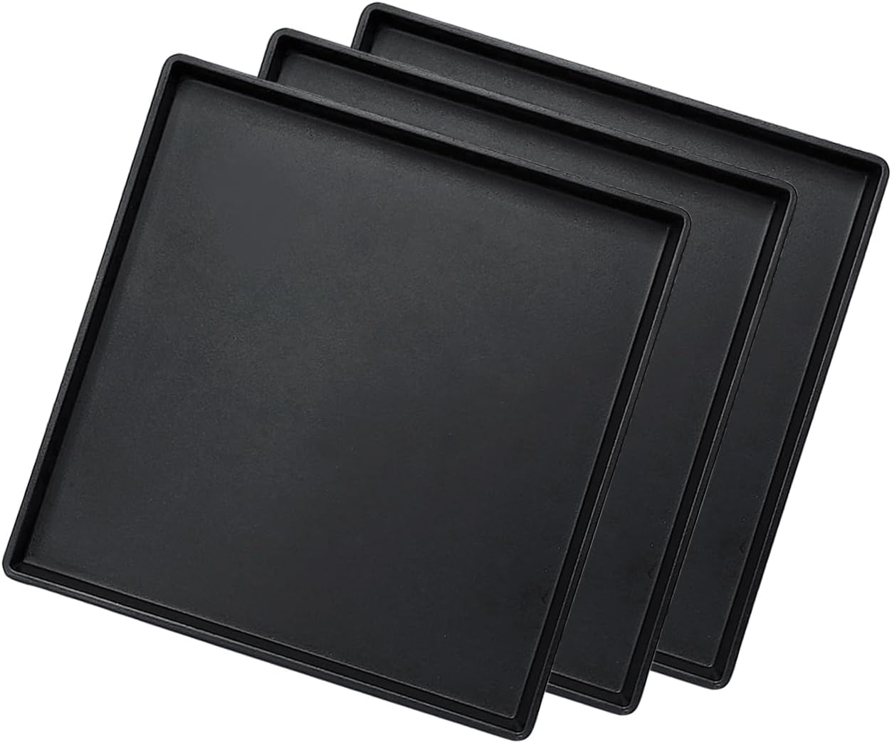 Small Square Tray (9 inch) 3 Pack, Durable Black Tray for Desserts & Organization, Lightweight for Coffee, Drinks, Party, Seasoning, Perfume and Display.