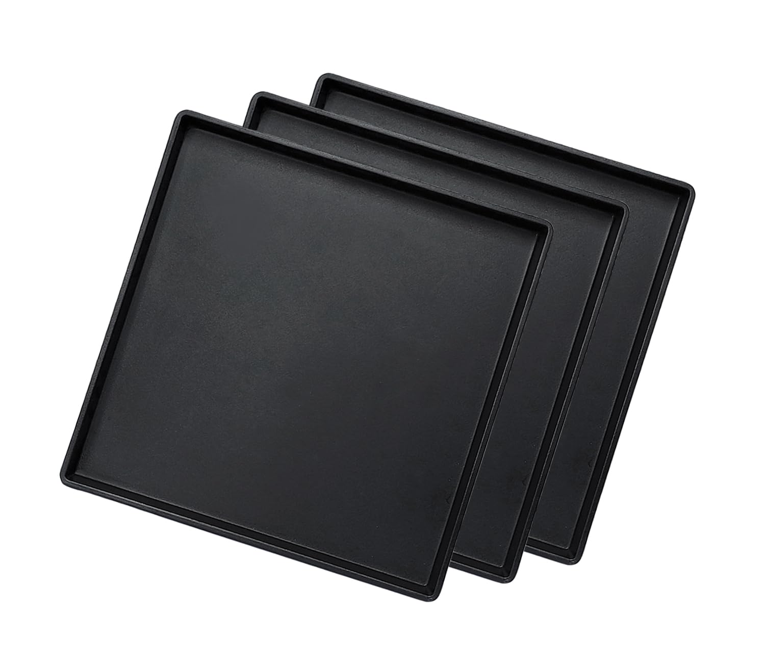 Vassoio quadrato nero, 28 cm, confezione da 3 vassoi decorativi per bagno, tavolino, comò e piano di lavoro della cucina, vassoio nero per decorazioni domestiche, gioielli, trucco e snack