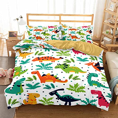 goodbath Single Duvet Cover Set Kids,Cute Cartoon Dinosaurs Bedding Set Boys Girls with 1 Pillowcases,2 Pieces - Image 3