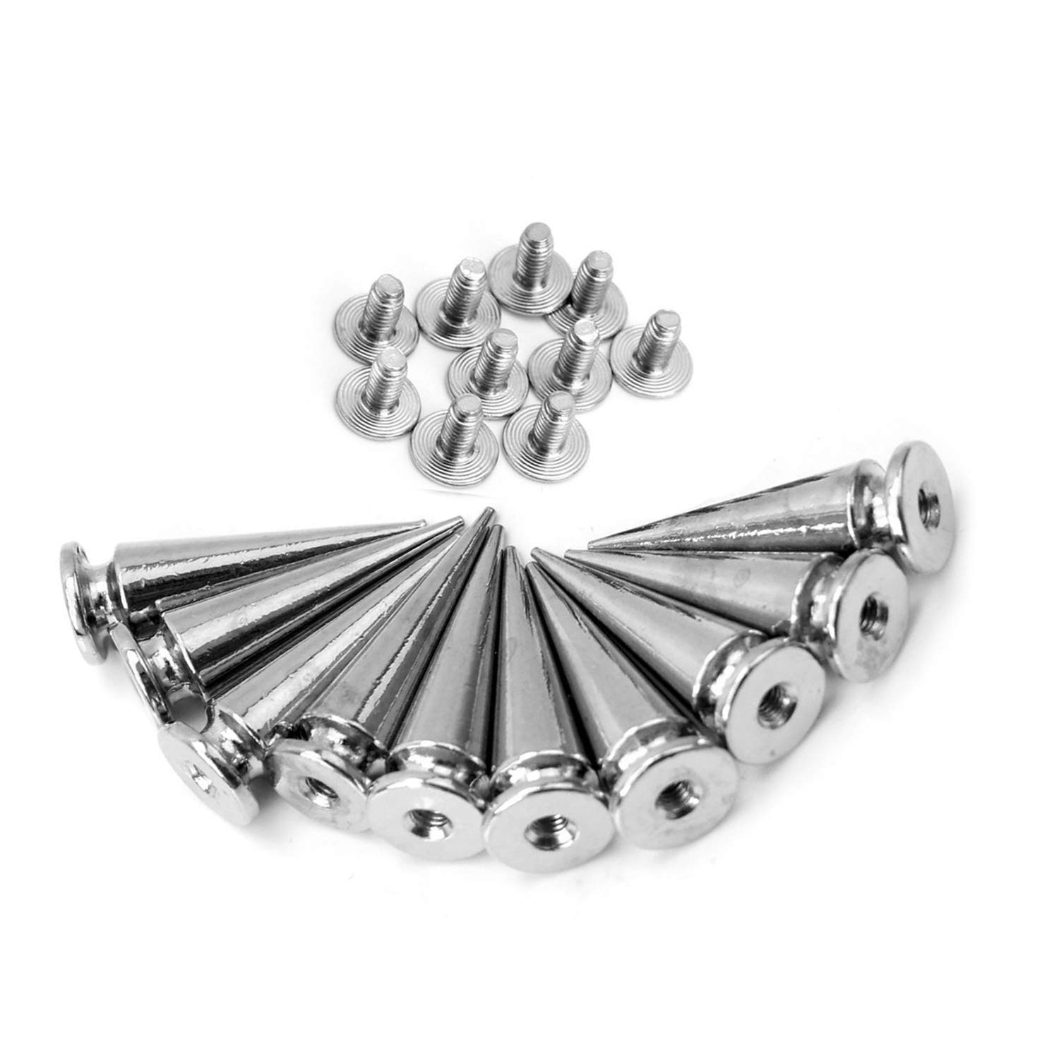 Pointes clous à vis cônes en laiton argenté 10mm x 20mm WedDecor pour DIY maroquinerie