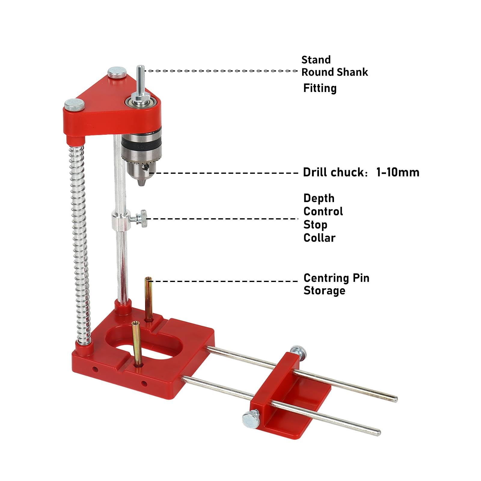Soporte de perforación para taladradora, guía de perforación ajustable portátil, herramienta de carpintería de precisión en madera, guía de perforación herramienta manual, juego de guía vertical (Rojo