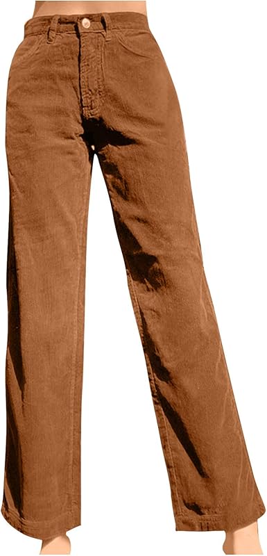 Amazon.com: Pantalones anchos de pierna para mujer de talle alto, estilo  retro, pantalones de ocio, pantalones deportivos, S, Caqui : Ropa, Zapatos  y Joyería