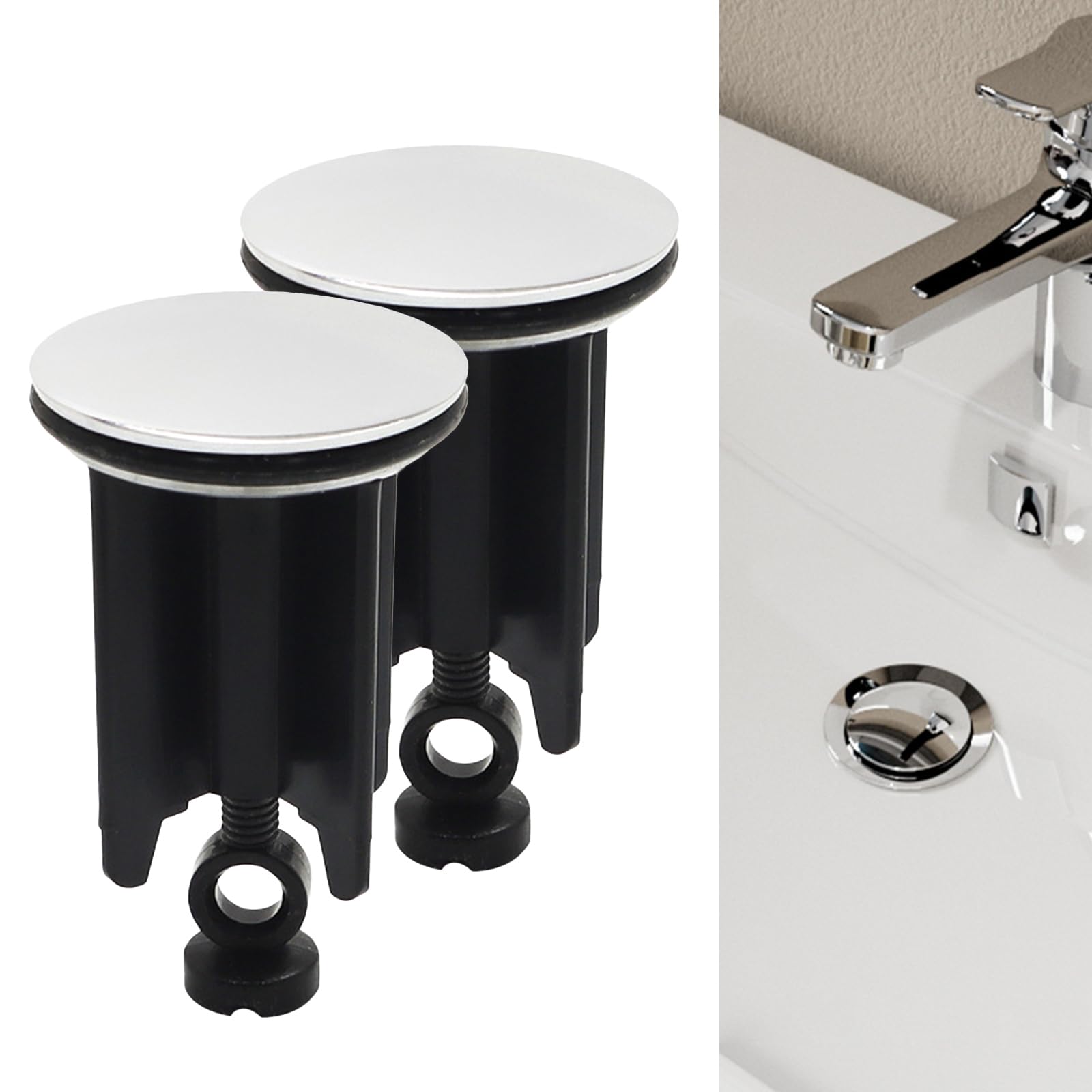 2pcs/set Sink Drain Stopper Sink Plug Height Adjustable Drain Stopper Quick