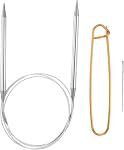 HARFINGTON Aiguilles circulaires à tricoter 16" Acier inoxydable US Aiguilles à tricoter 4/3.5 mm 4" avec support de mailles de tricot pour Conseil de tricotage rapide à pointe Sweater écharpes colliers