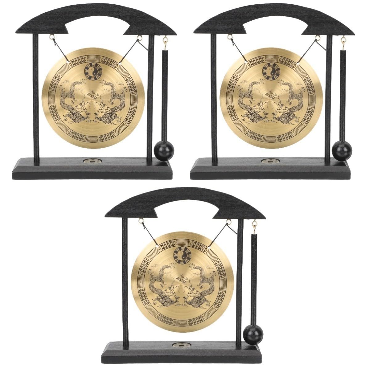 BESPORTBLE 3 Stück Sternzeichen Gong Ornament aus Kupfer mit Holzsockel,