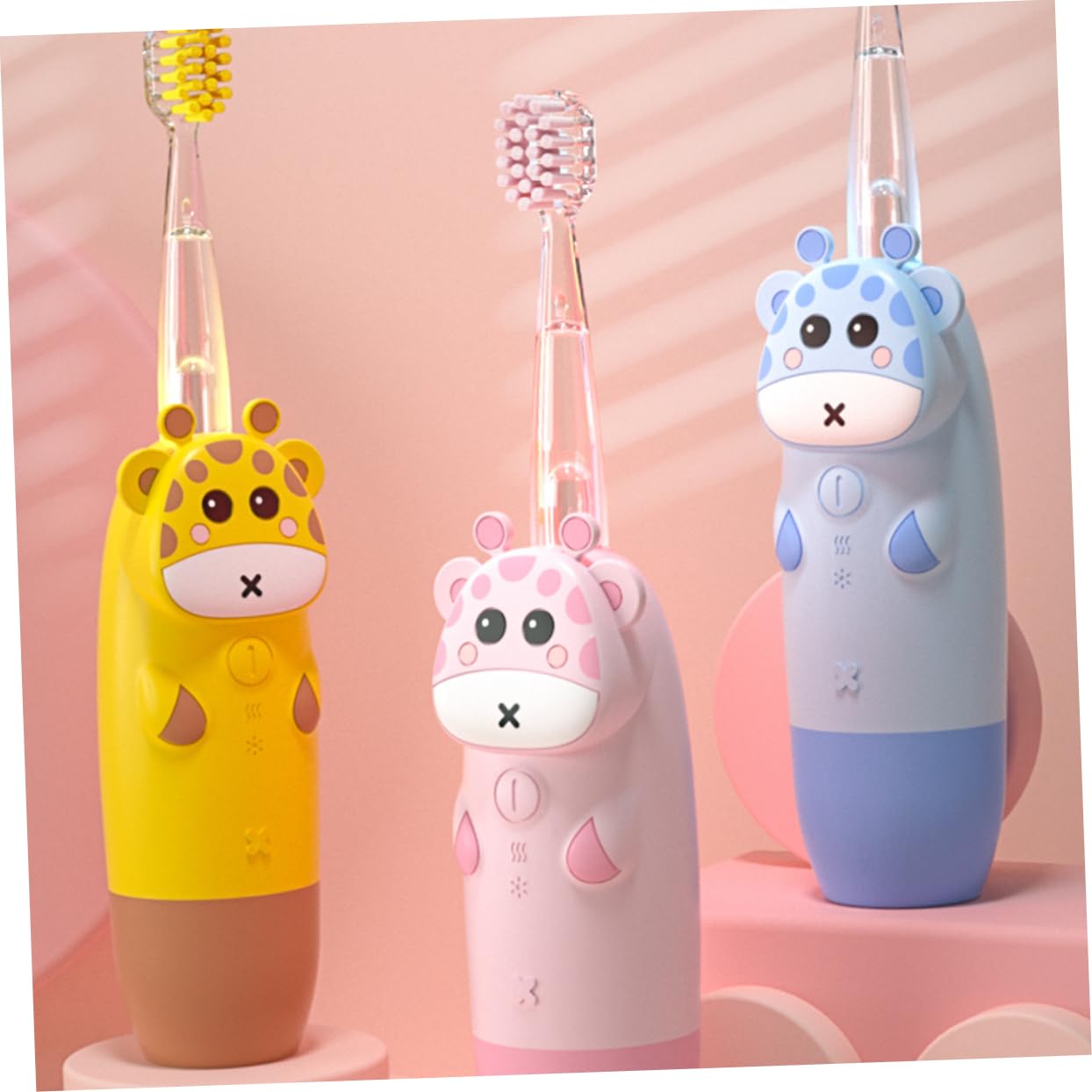 Vaguelly 1 Set Elektrische Zahnbürste Set Babyzahnbürste Baby Kinder Niedliche Elektronische Cartoon Rosa PC