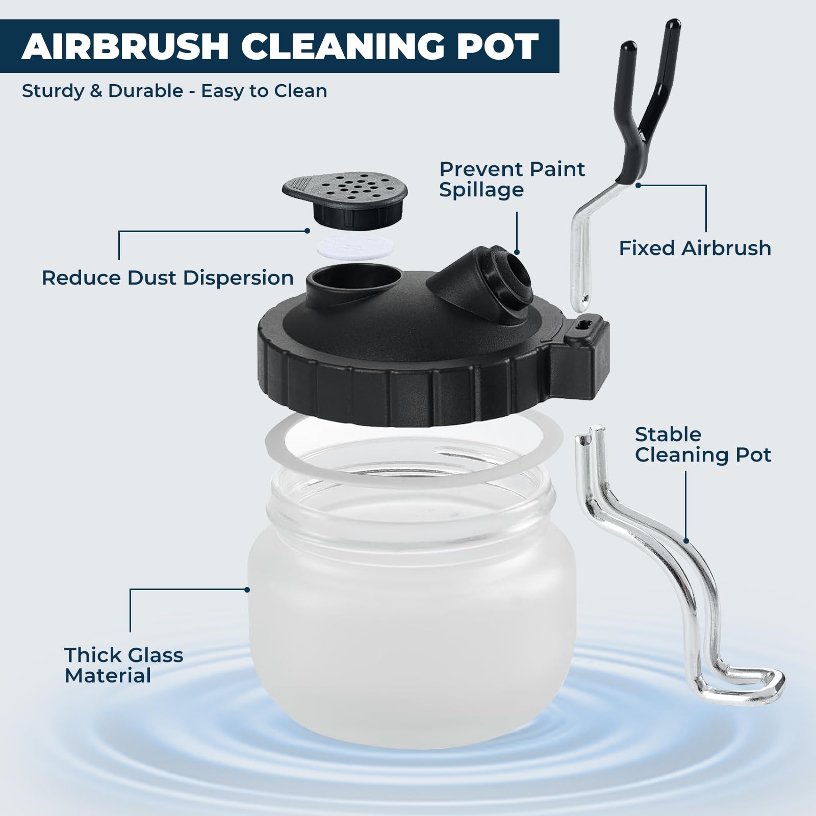 VOBOR 23 Piezas Kit de Limpieza de Aerógrafo, Bote con Soporte 5 Cepillos 5 Agujas 1 Aguja de Lavado 10 Filtro de Algodón 1 Pincel Fino, para Eliminar Pintura de Airbrush - 3