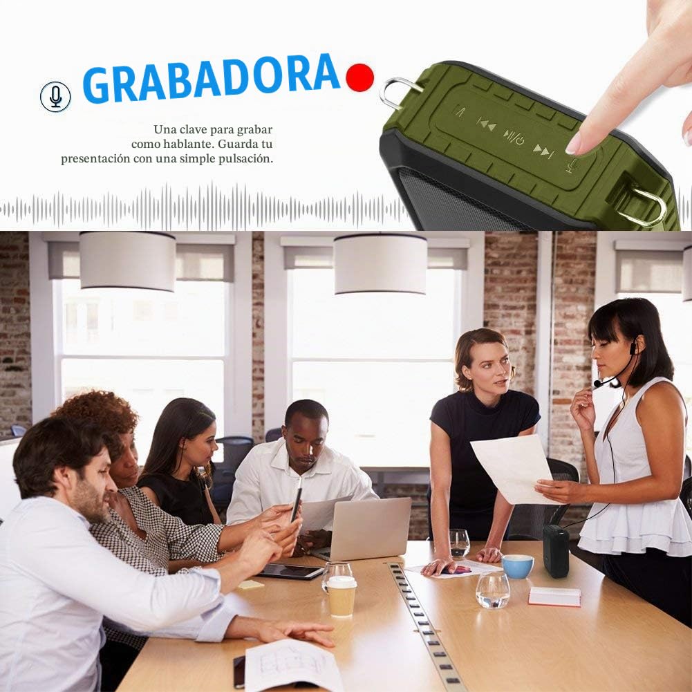 WinBridge Potente Amplificador de Voz Portátil Micrófono Auricular con Cable Altavoz Bluetooth de 18W, Resistente al Agua, Grabación para Profesores, Guía Turístico al Aire Libre M800