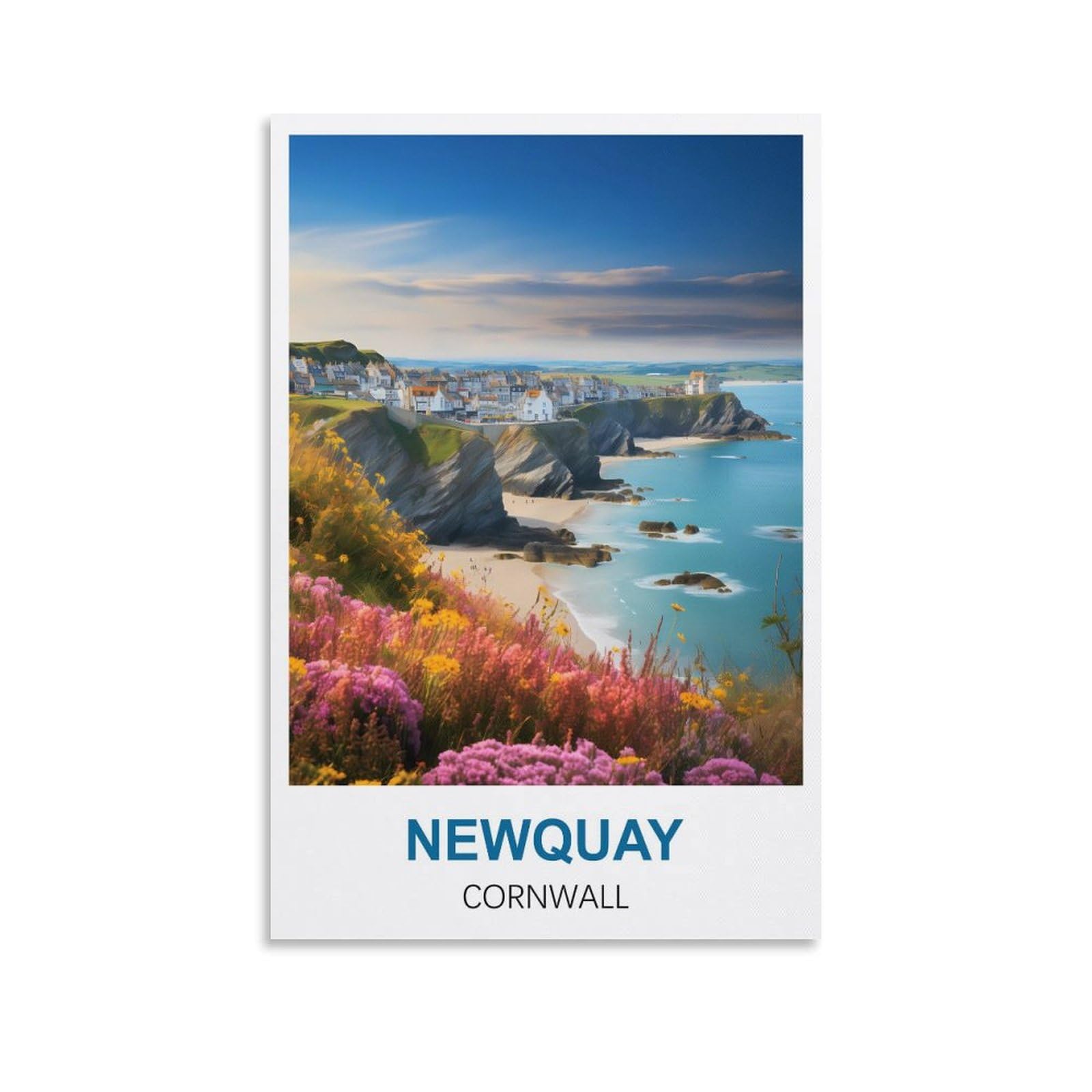 Lolwnni Unframe-Style Newquay Cornwall Vintage Travel Posters 08X12inch(20X30cm) Canvas Wall Art Print Picture Paintings For Living Room Bedroom Decor