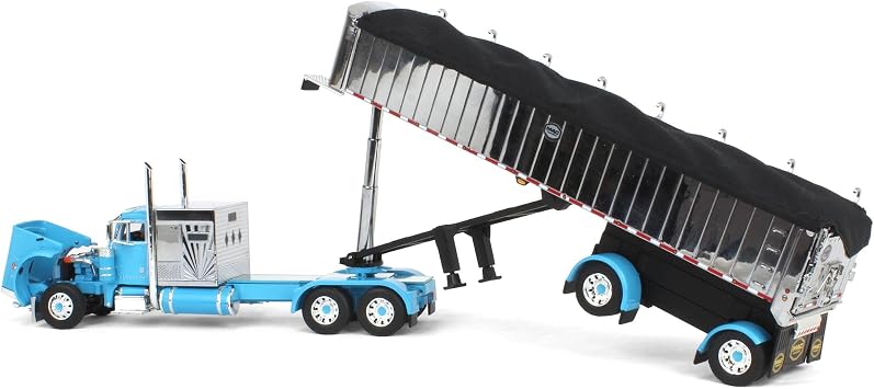 DCP 1/64 Cyan Peterbilt 379 60 Vintage Sleeper w/MAC Coal End Dump Trailer 60-1893