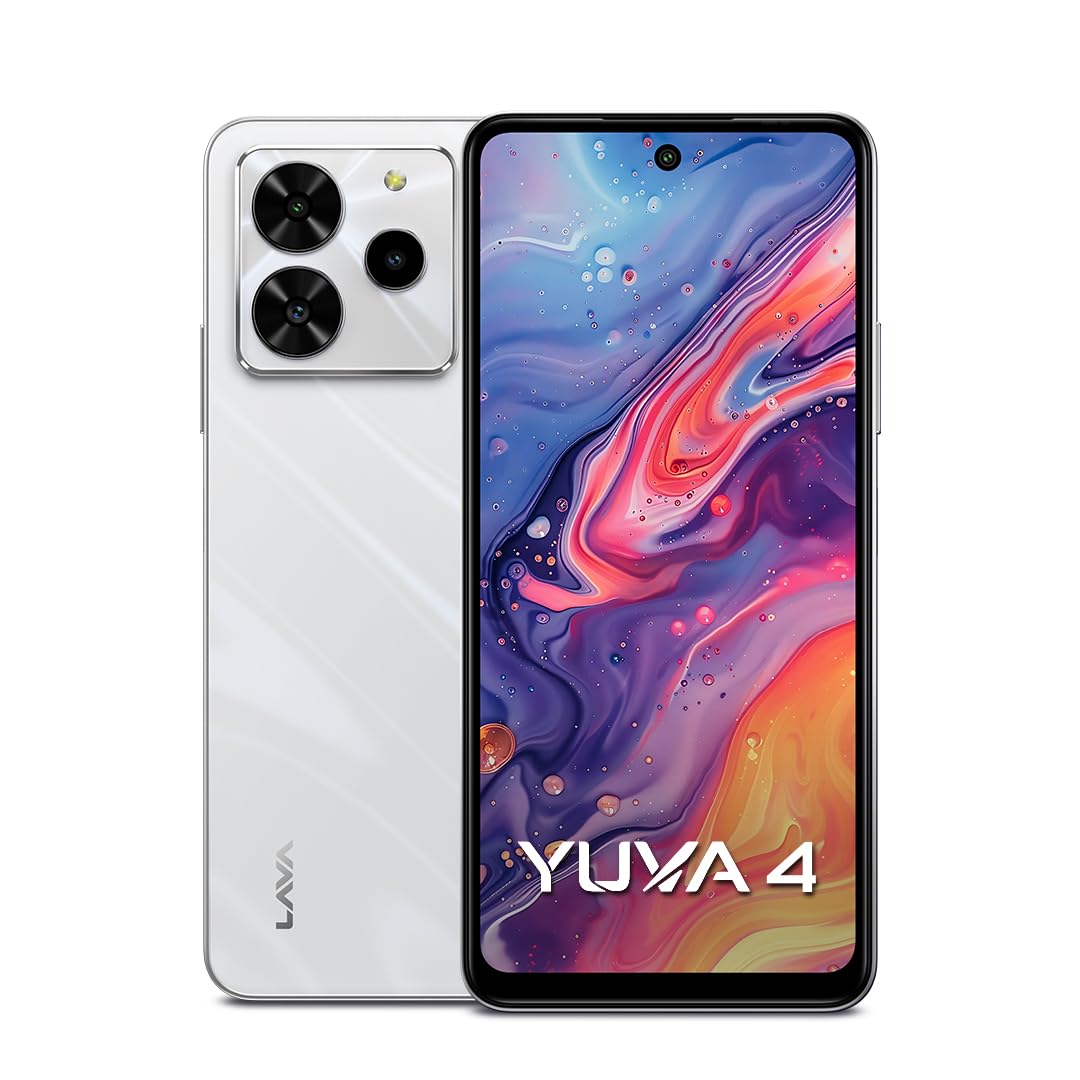 Lava Yuva 4 (Glossy White, 4 GB RAM, 128 GB Storage)| Bigger 6.56