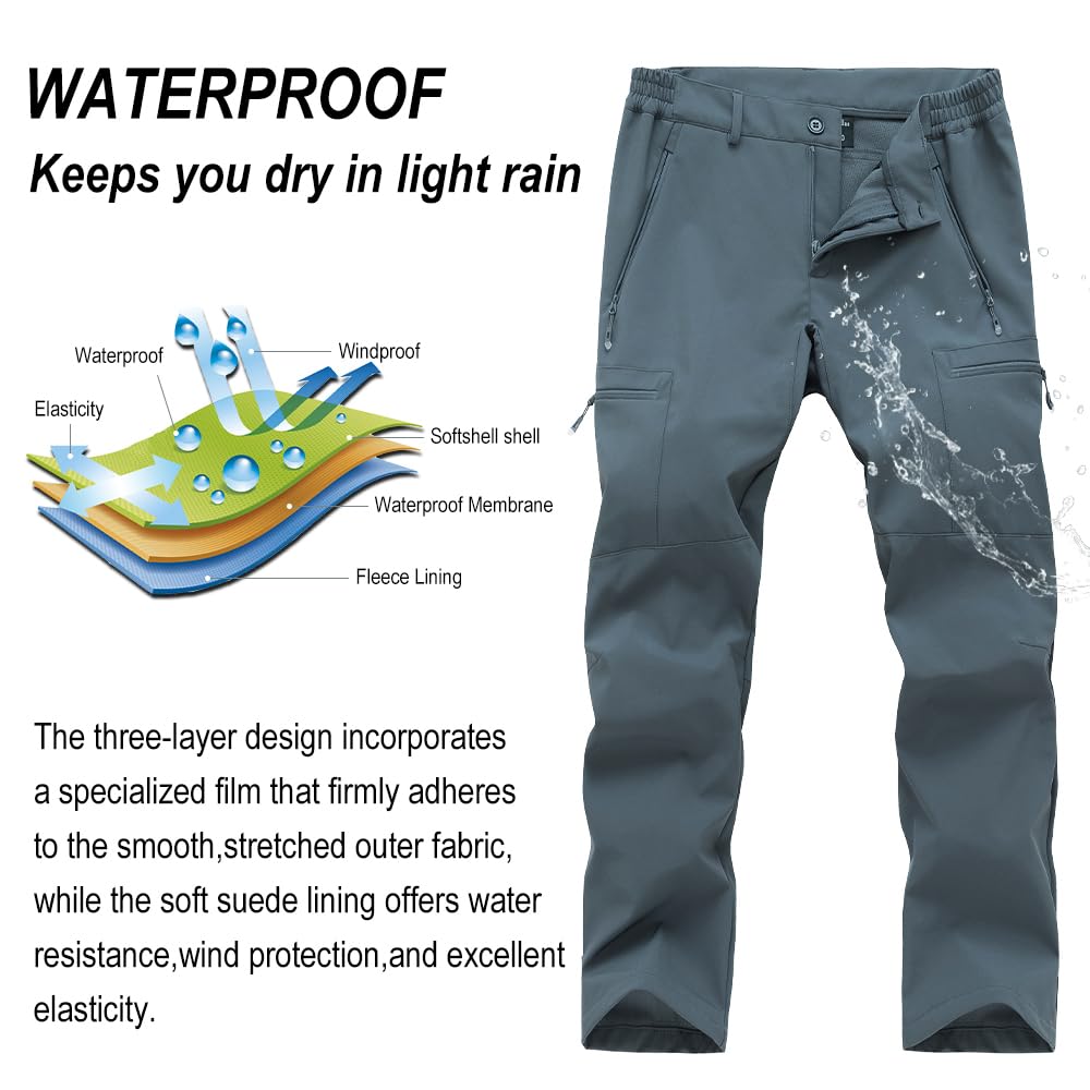 Snapklik.com : Mens Waterproof Ski Snow Pants Hiking Softshell Cargo ...