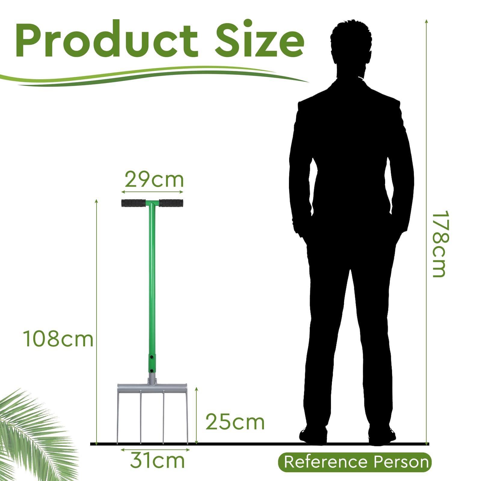 CPROSP Larghezza di Lavoro 4 Dentis 107cm Forca da Giardino con Manico a T | Smontabile