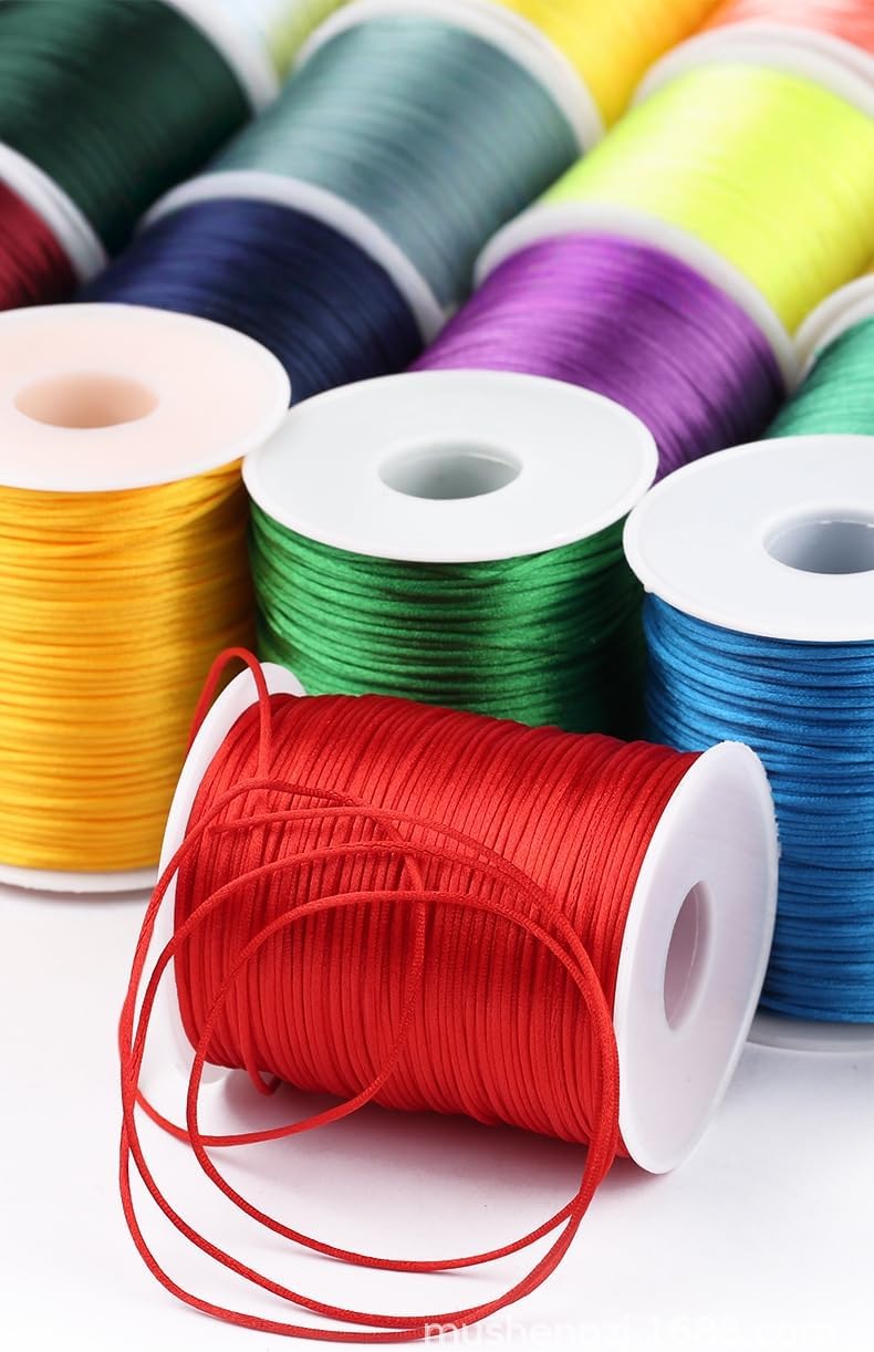 1.5mm Red Silky Satin Cord, Sturdy 110Yds/328ft Nylon String Cord for Beading,Bracelets Jewelry Making,Necklaces and Crafts(Red String)