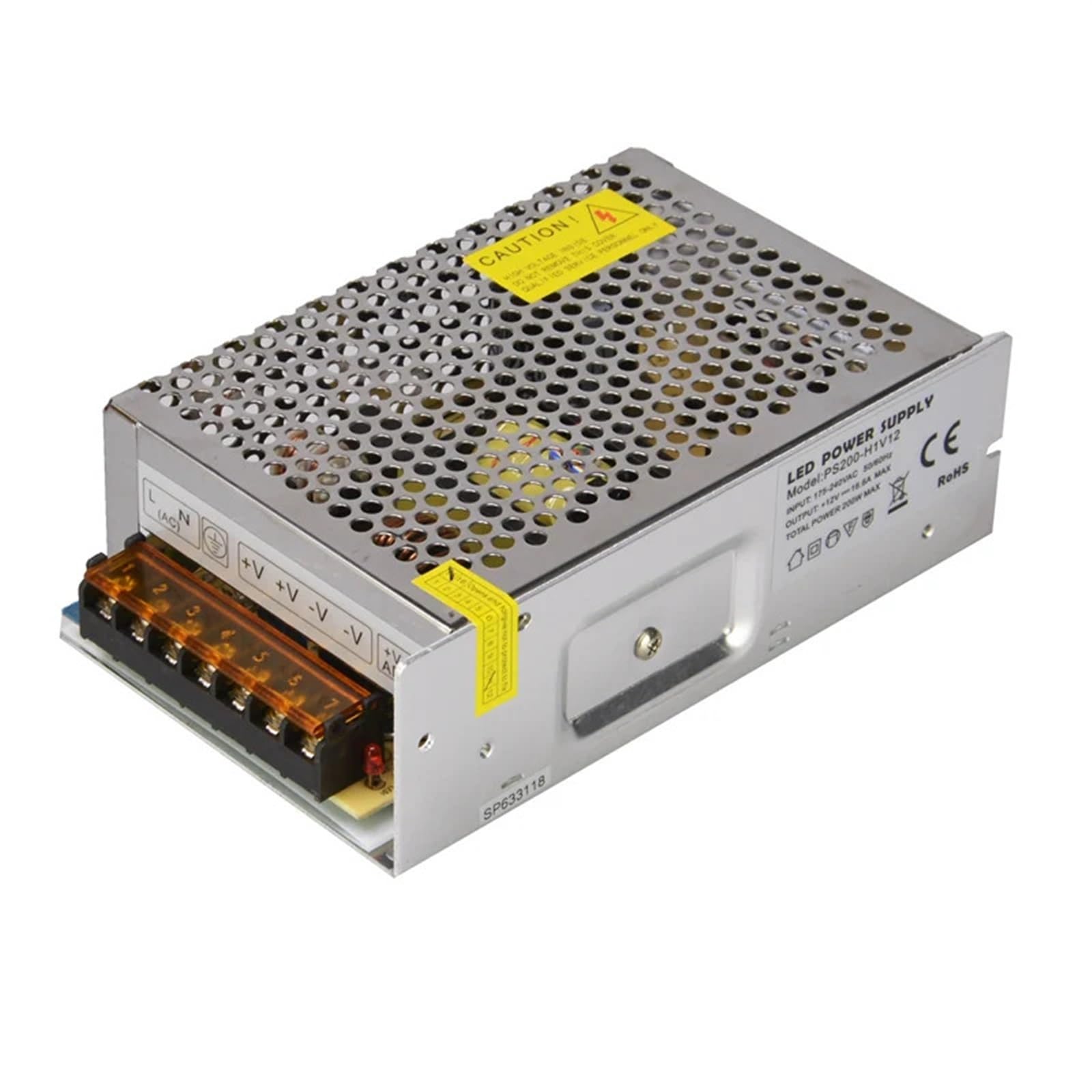 Alimentatori a commutazione LED Driver 12V 16A 200W Trasformatori di Luce 220V 230V AC DC Trasformatori di Luce Senza Ventola Carico Contenitore Pieno