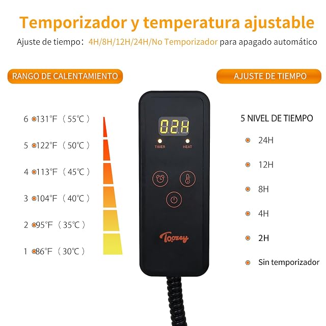 Foto 4 de 8 de Toozey Manta Eléctrica para Perros y Gatos Interior, Ajustable Temporizador y Temperatrue Almohadilla…