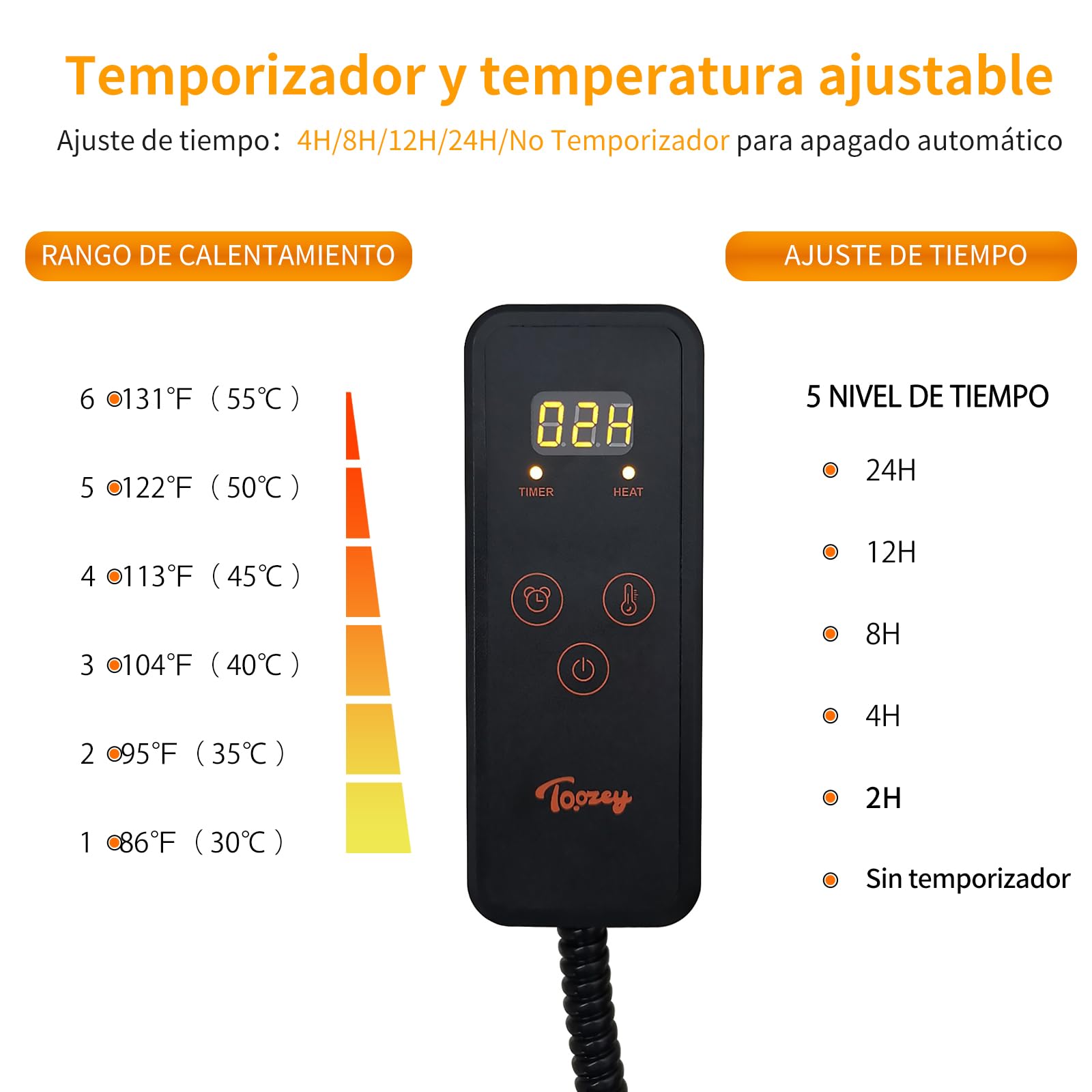Toozey Manta Eléctrica para Perros y Gatos Interior, Ajustable Temporizador y Temperatrue Almohadilla Calefactora para Mascotas Gatos y Perros Recién Nacidos/Pequeños/Ancianos,Gris - M (60 * 45cm)