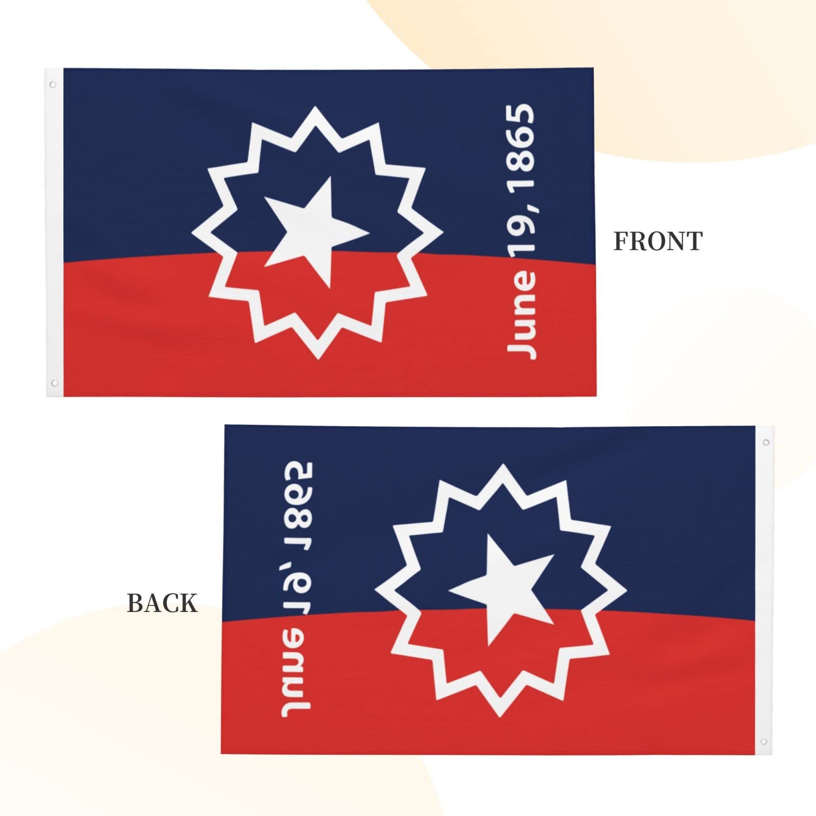 SNUWITH Juneteenth Flagge 90x152 Cm – Doppelseitig Bedruckt, Mit 4 Messingösen, Für Garten, Balkon & Parade
