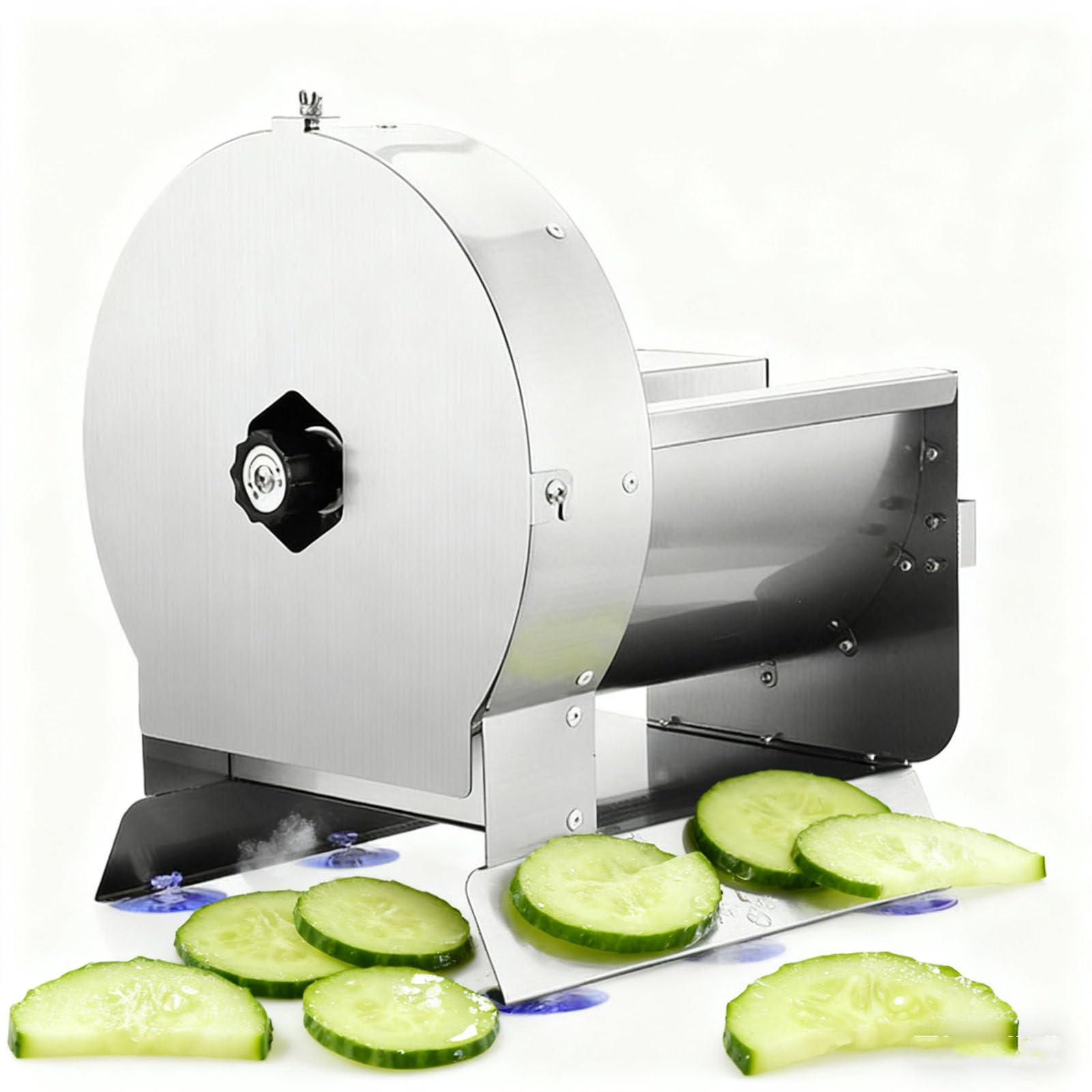 LjyAeono Electric Vegetable Slicer Commercial Fruit Slicer Cabbage Shredder Machine 2 in 1 Manual Electric Vegetable Slicers Machine Stainless Steel Food Slicing Machines Round-Max