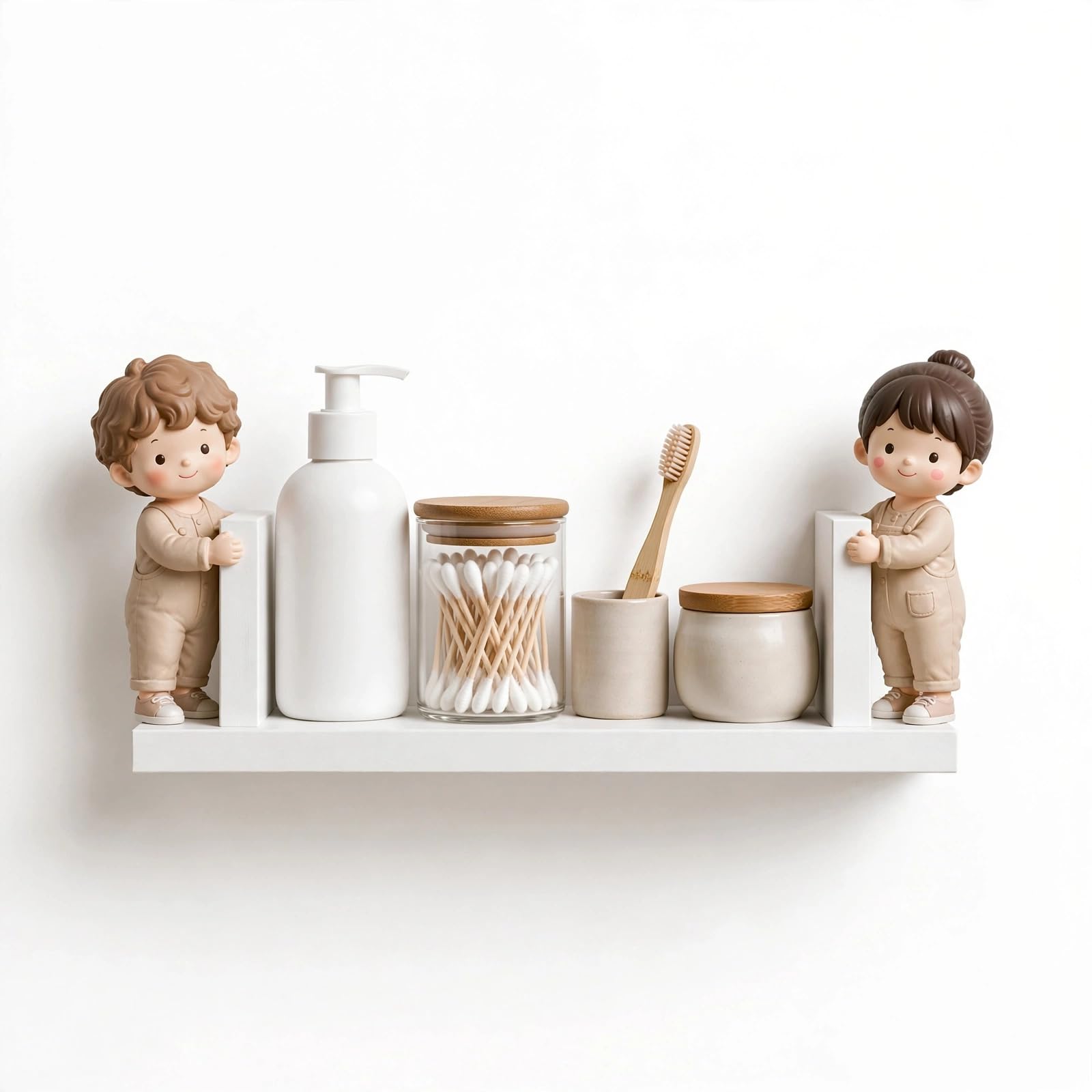 Wall Mount Shelf for Mini Figurines & Home Decor, 40x10 cm | No Drilling Required, Waterproof ABS Plastic, Strong Adhesive Mount, Includes 3 Figurines, Home, Office, Dorm Use-image-29