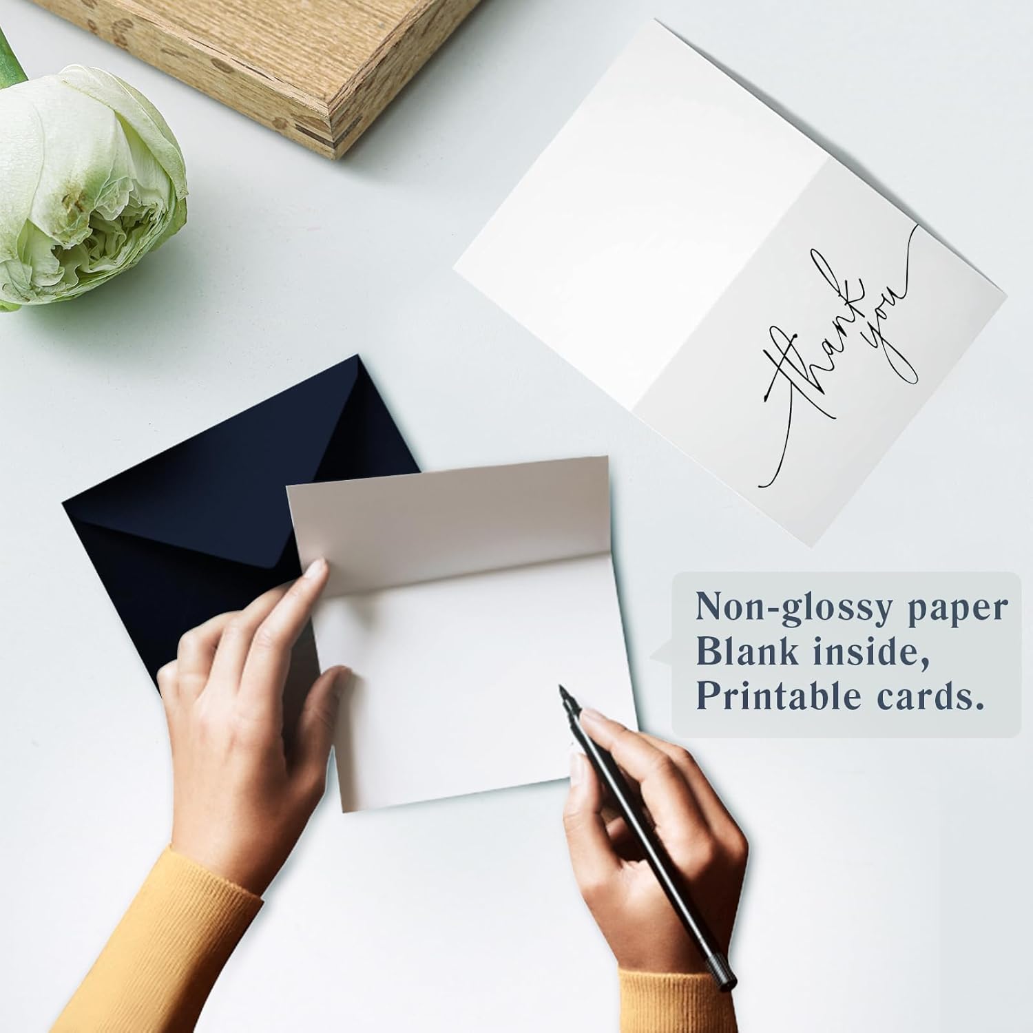 Goefun Thank You Cards with Envelopes 144 Pack Bulk 4×6 Navy Blue Blank Thank You Notes, Unique Designs for Small Business, Funeral, Wedding, Baby Shower Boy and Graduation - Image 5