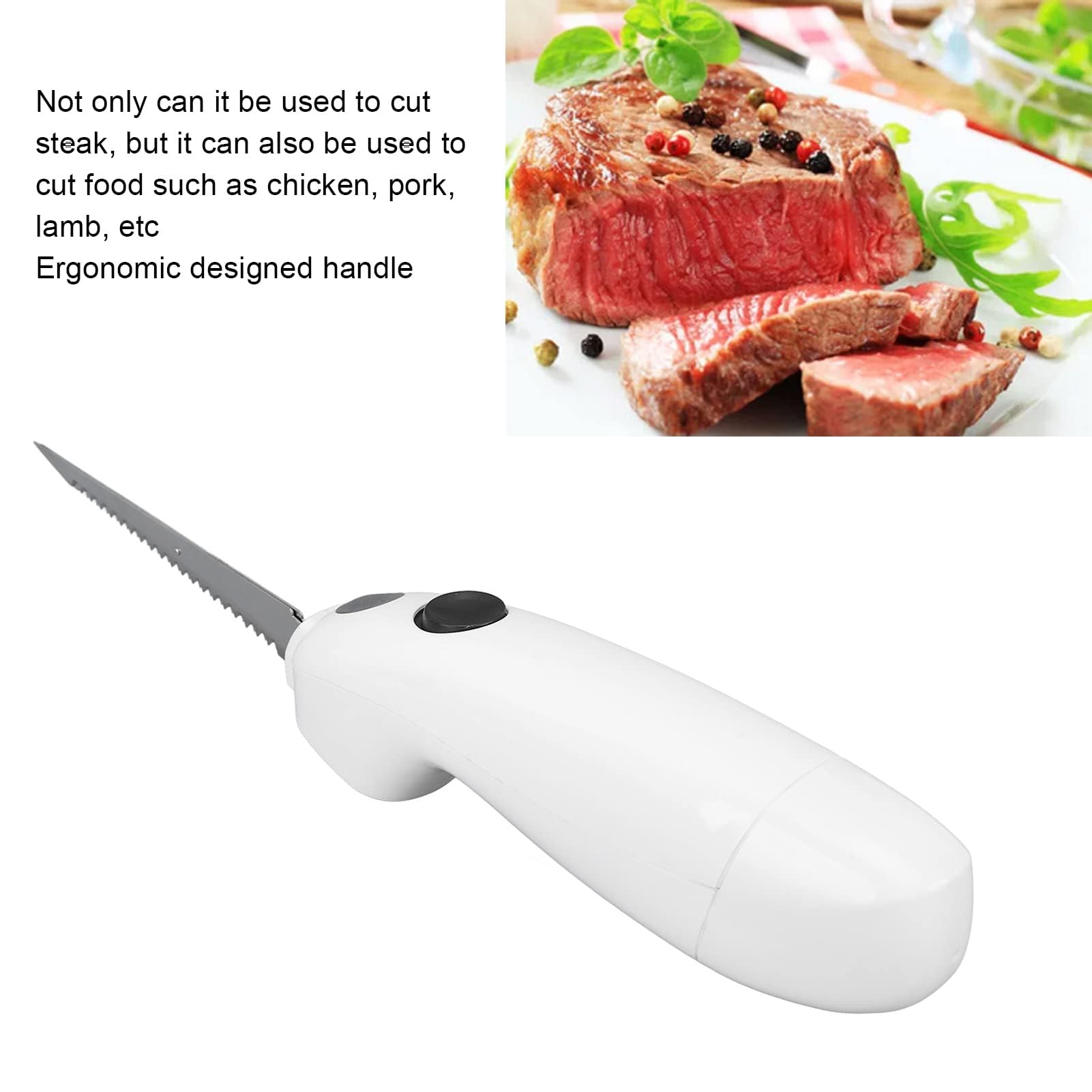 Couteau Électrique Sans Fil - Filet, Steak, Dé - Acier Inoxydable pour Cuisine, Dinde, Pain, Fromage, Légumes