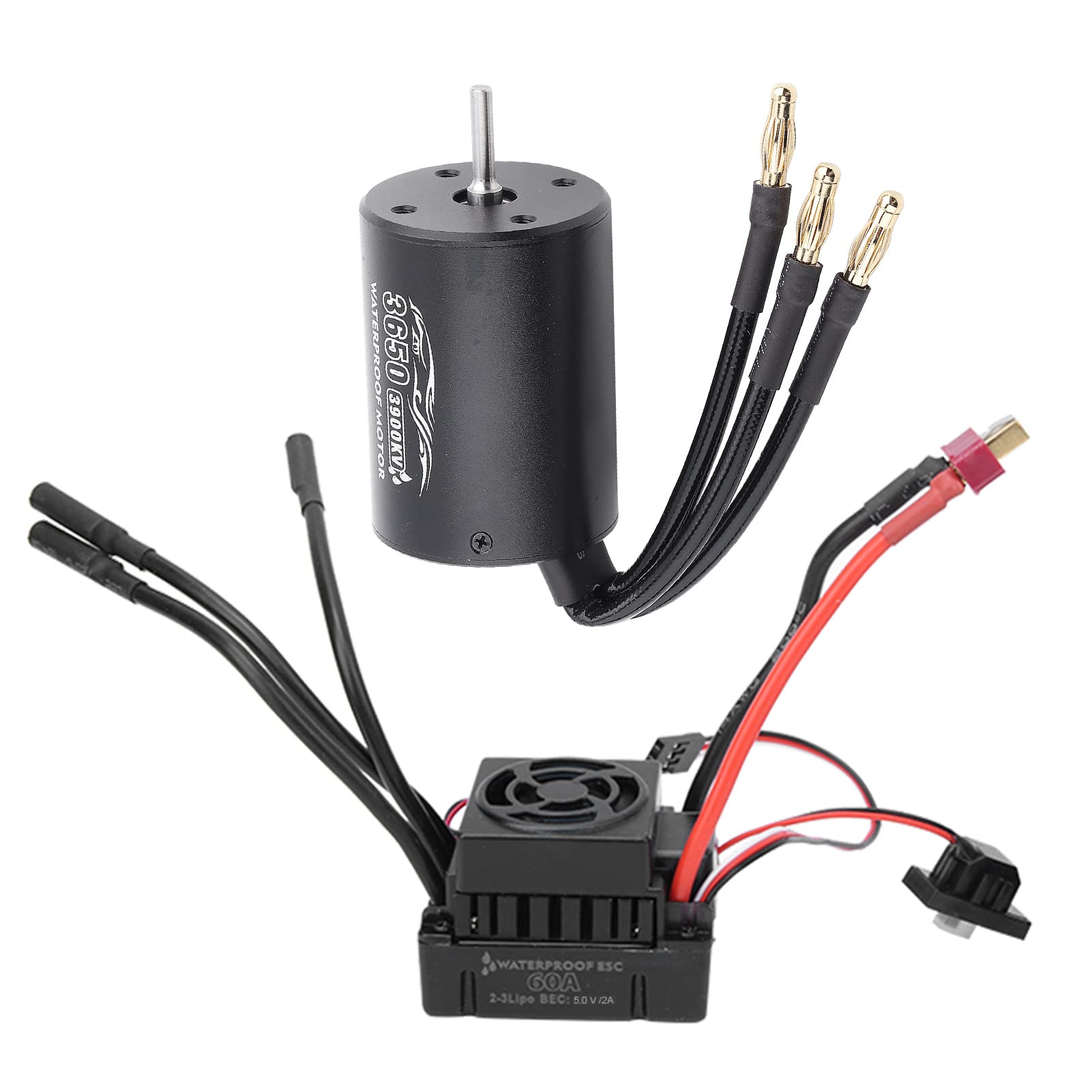 Bezszczotkowy Silnik RC, Bezszczotkowy Silnik Surpass-Hobby 3650 + 60A ESC Czarny Wodoodporny Zestaw Pasujący do Samochodu 1/10 RC(3900KV)