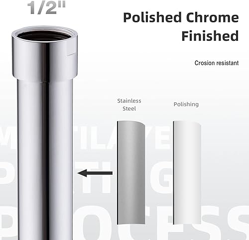 Miniatura 5 de Extensión de brazo de ducha cromado, extensor de montaje de brazo de 6 pulgadas para cabezal de ducha superior, tubo extensor de hembra a macho de
