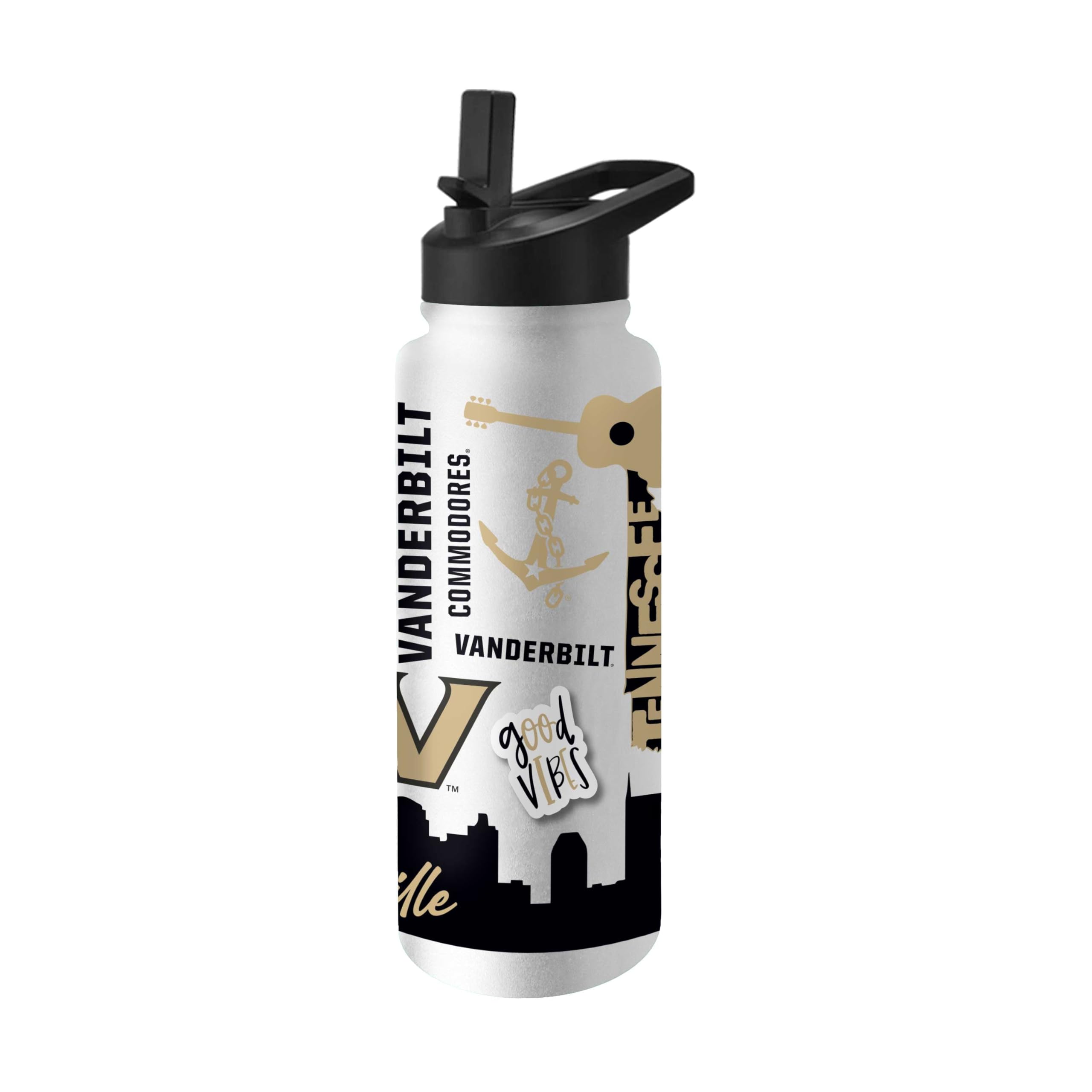 Logo Brands NCAA Native 34 oz Quencher Water Bottle - | Local Icons Design | Double-Wall Insulated| Leak-Proof Lid &amp; Built-In Straw