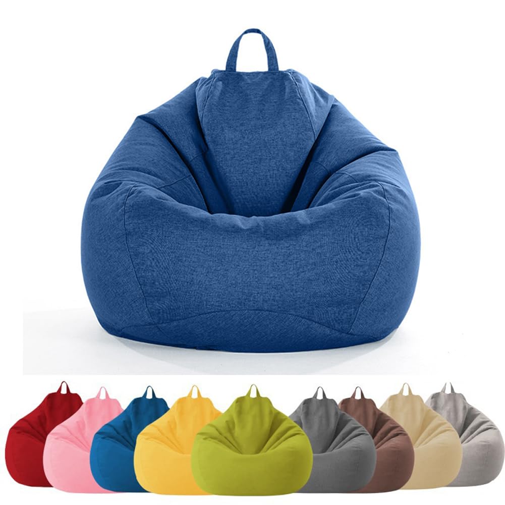 MOTTK Bean Bag Chair Cover(No Filler) Lazy Lounger Beanbag Storage Chair for Reading Sleeping,Stuffed Animal Storage Bean Bag Cover with Stuffable Zipper (Navy,100x120cm) — image 1