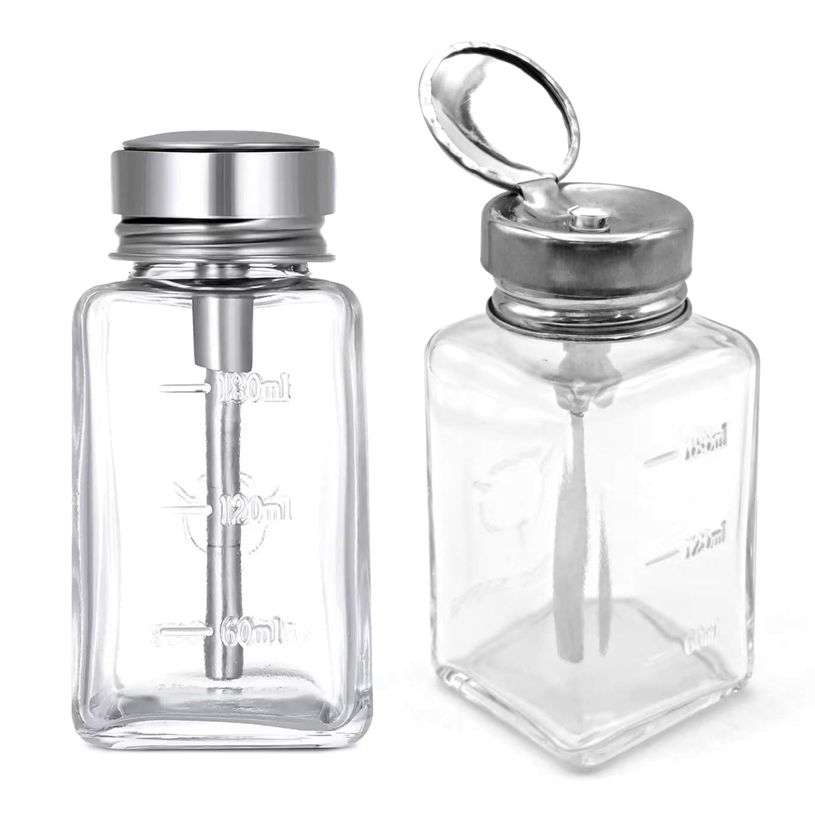 2 botellas dispensadoras transparentes de 180 ml