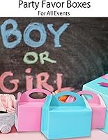 Vista 6 de Cajas de Favor de Fiesta Rosa y Azul Happyhiram 12 Piezas para Decoración de Fiesta de Revelación de Género, Cajas de Golosinas con Asa Cajas Gable