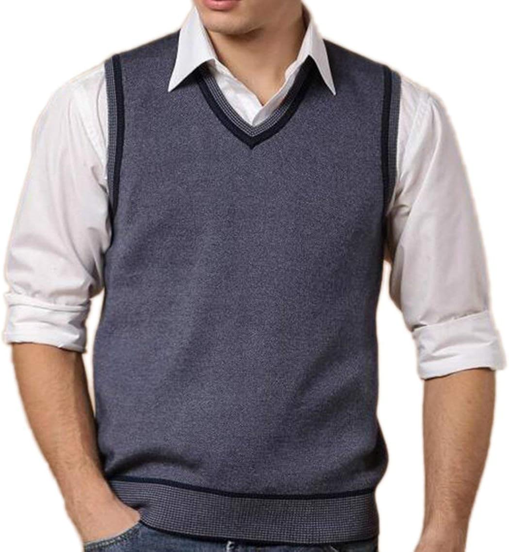HX fashion Débardeur Homme Col V Slim Fit Gilet en Laine Tailles