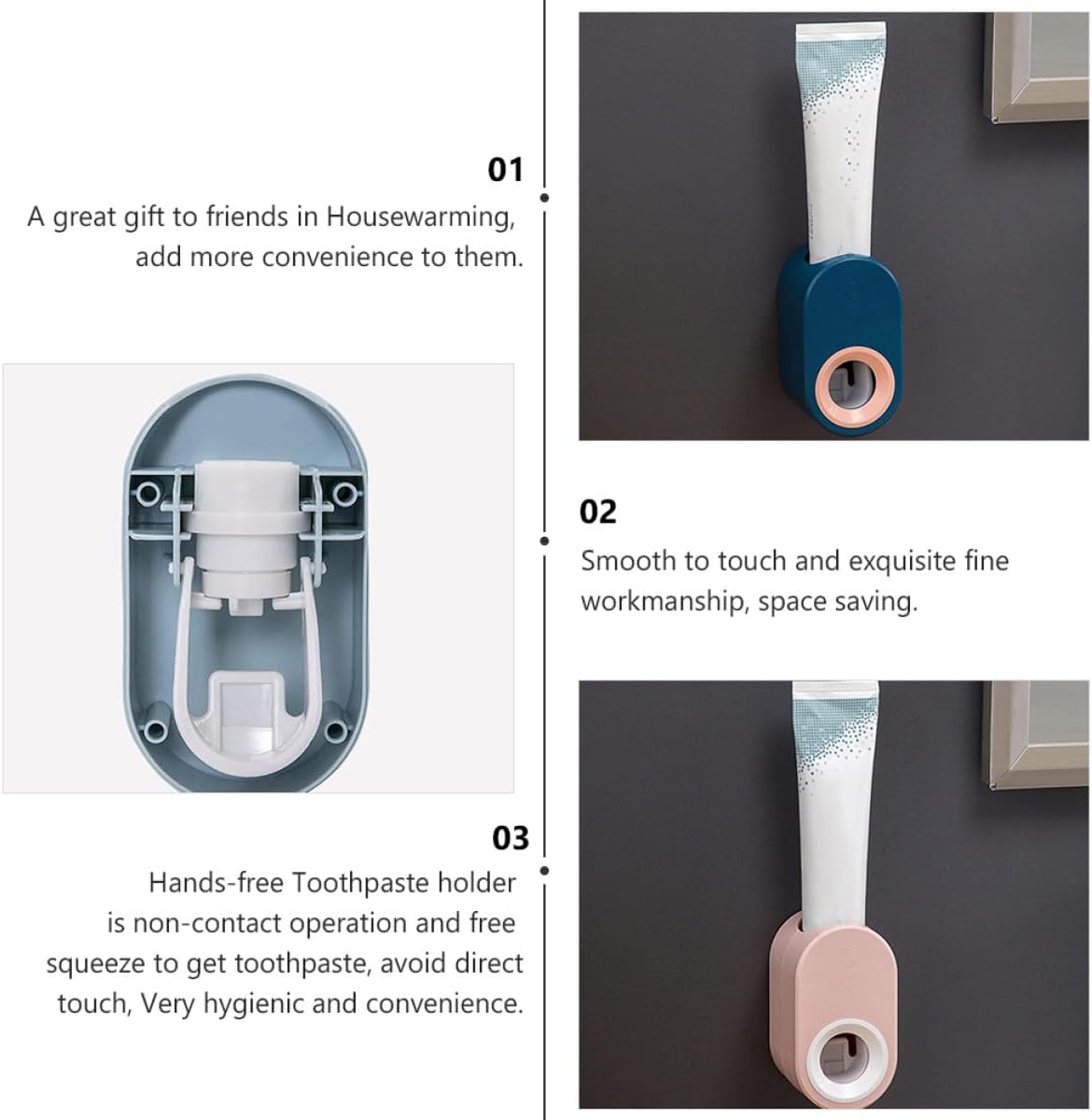 2pcs Wall Mounted Toothpaste Dispenser Stands Punch Free Plastic image 5