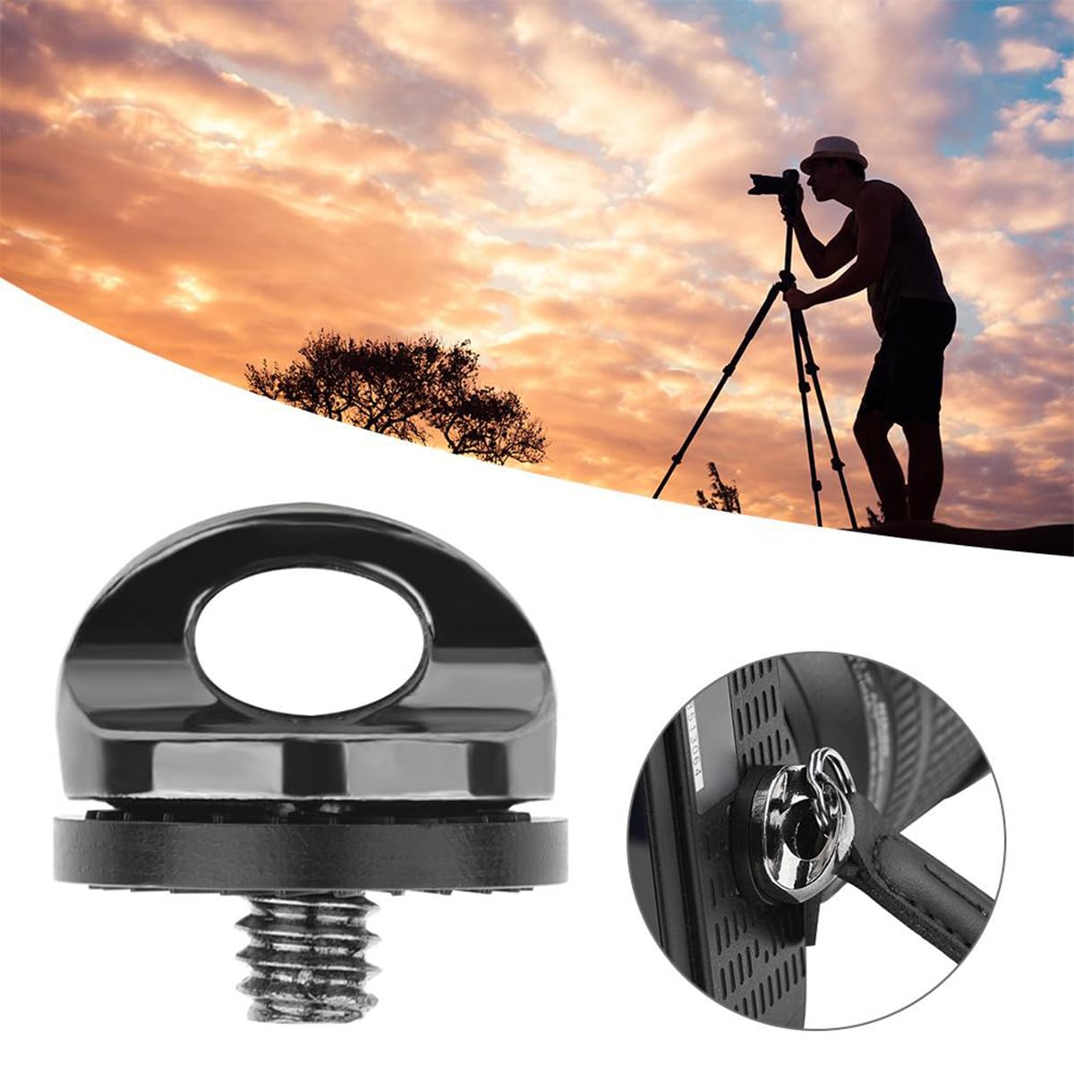 vis Adaptateur pour Sangle Appareil Photo et Caméra, Support à Vis 1/4" 3 Pcs Tokaneit