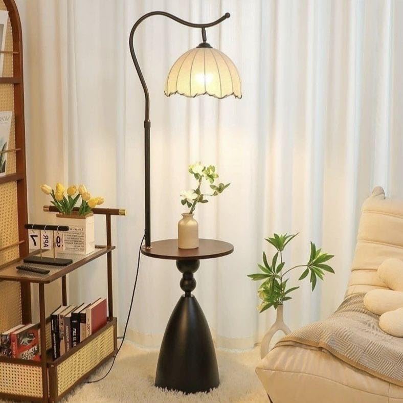 HDC Creative Retro Floor Lamp with Table for Living Room & Bedroom, Vintage Standing Floor Light with Fabric Shade, Warm Ambient Lighting for Reading, Study, Café, Restaurant & Home Decor-picture-18