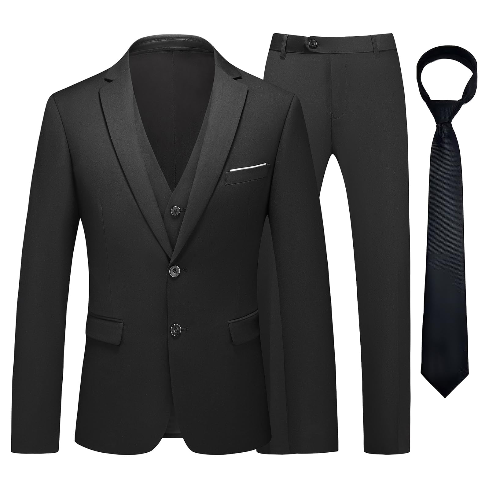 Herren Anzug 3-teiliger Zwei Knöpfe Business Smoking mit Krawatte | Klassischer taillierter Anzug mit Blazer, Weste und Hose für Büro, Hochzeit und formelle Abendessen