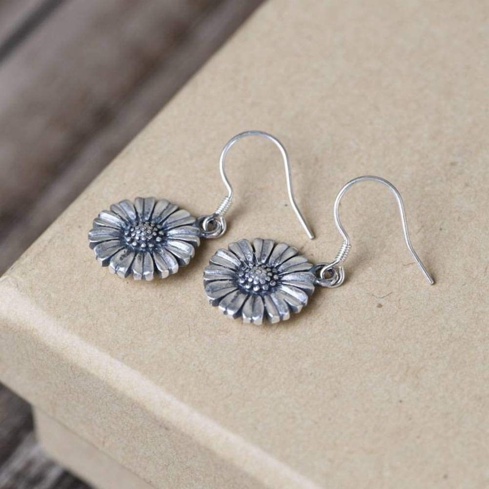 do chińskiego kolczyki z bębenkiem bębenkiem w stylu Sterling Retro Sun Flowry Temperament