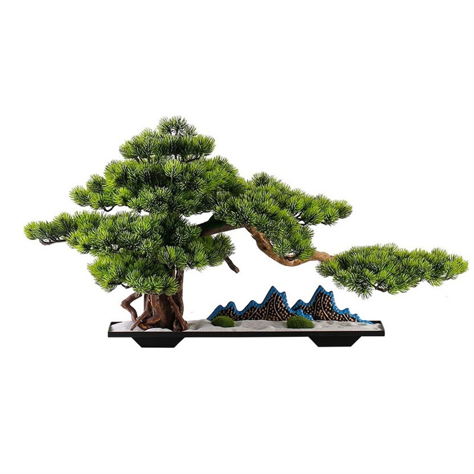 IUokLU Artificial Bonsai Tree Zen Ornaments Simulation Tree Bonsai Entryway Living Room Fake Pine Tree Indoor Green Plants Decorative Landscaping Artificial Tree