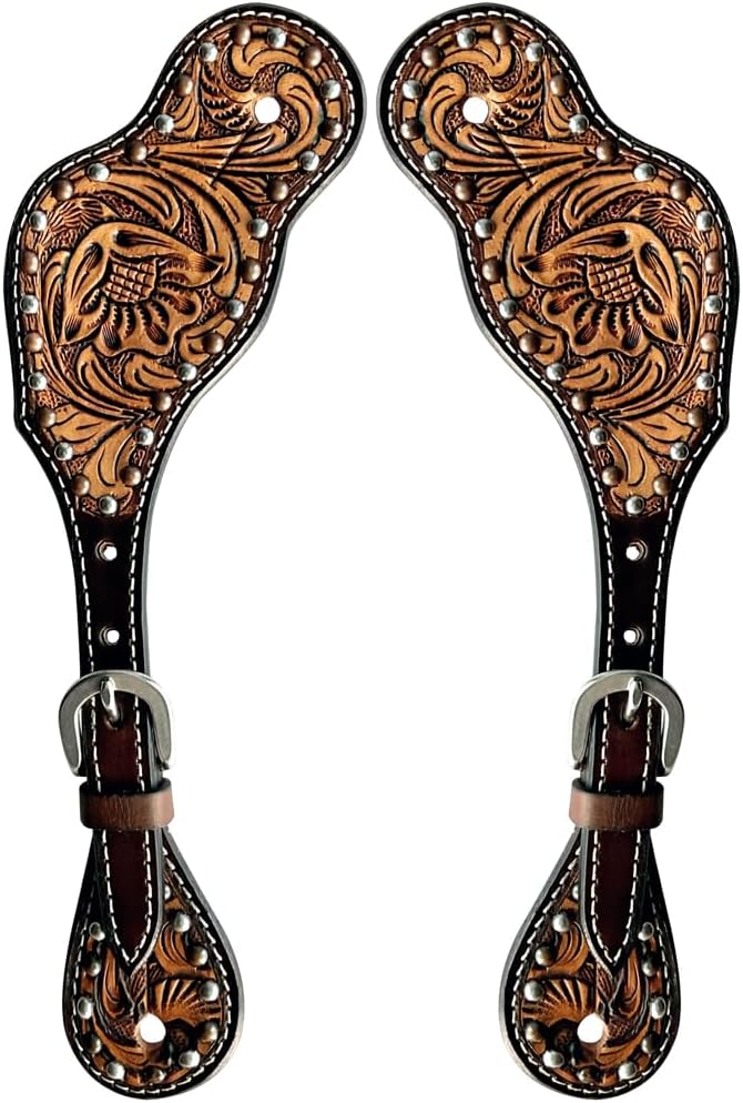 Leather Spurs Straps for Adults Western Womens Spur Horse Riding Barrel Racing Show and Rodeo Strap Adult Women