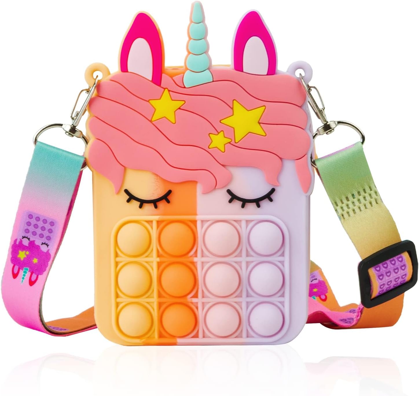 Unicorn Pop It Purse Fidget Toys for Girls, Kids Pop Sensory Popper Toy for ADHD Anxiety, Unicorn Birthday Gifts